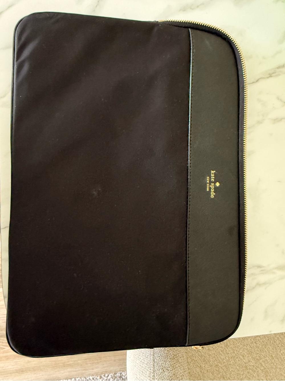 kate spade Black and Gold Zip Laptop Sleeve